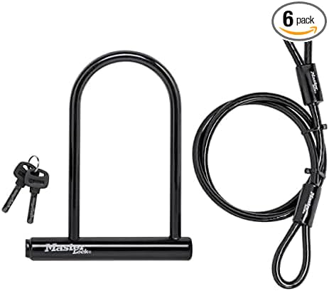 Master Lock 7.25" U Lock with Looped End Cable,(Pack of 6)
