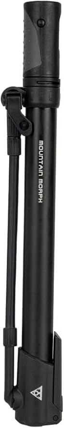 Topeak Mountain Morph Bike Pump – High-Volume Portable Floor Pump for MTB & Gravel Bikes, 160 Psi / 11 Bar Pressure Capacity, Butted Aluminum Barrel, Fold-Out Foot Pad & Flexible Hose