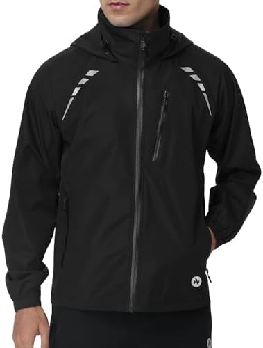 Nepest Cycling Rain Jacket Mens Waterproof Lightweight Packable Biking Windbreaker with Hood Raincoat for Running Hiking