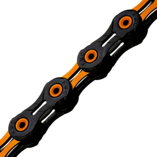 KMC 10-Speed DLC10 Series High-Performance Chain | for Road/Mountain/Gravel | Shimano, SRAM, and Campagnolo Compatible | 116 Links, Missing Link Included | Orange