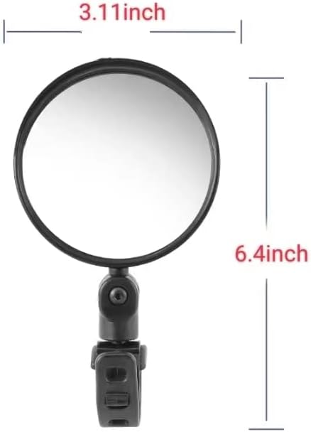 Katartizo 2PCS Adjustable Rear View Mirror for Bikes, Universal for Handlebars, Wide Angle Acrylic Convex Safety for Adult Bikes/Kids/Road/Mountain Bike