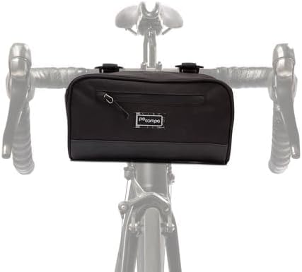 Po Campo Domino Handlebar Bag Large Waterproof Bicycle Storage Bag Front Mount that converts to Crossbody (Black Ripstop)