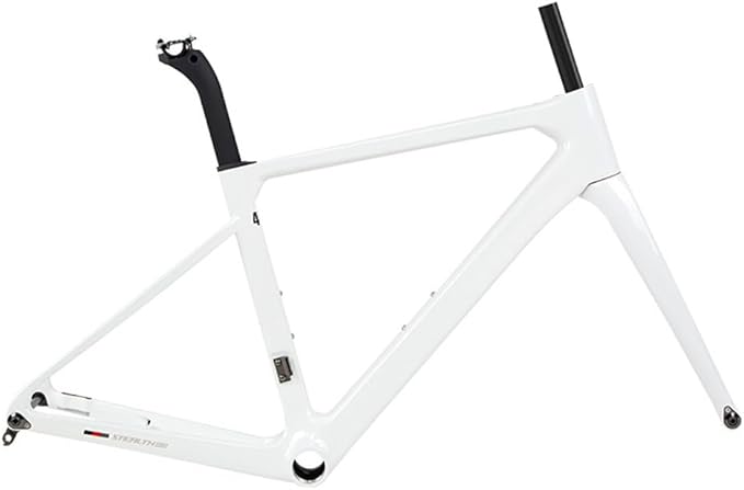 700C Road Bike Frameset 45 48 50 52 54CM Climbing Bike Frame Disc Brake Carbon Fiber Bike Frames Thru Axle F12×100mm R12×142mm(White,48CM)