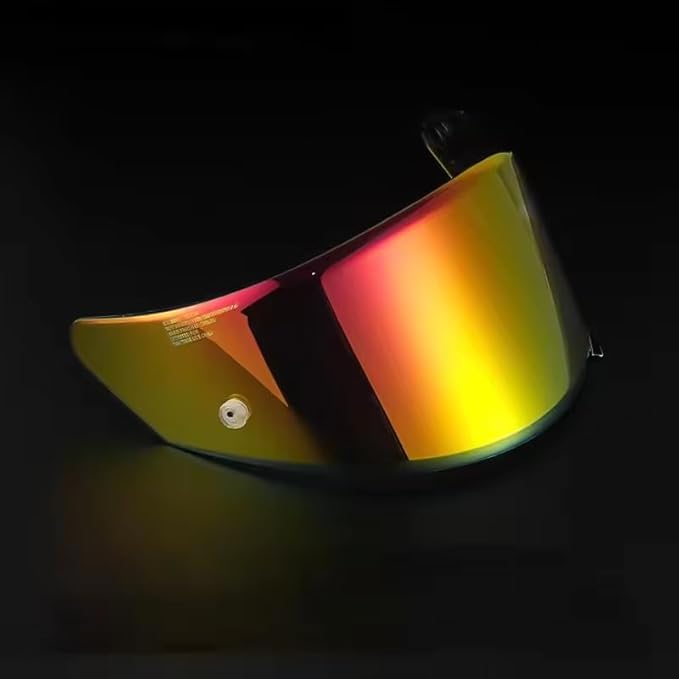 Motorcycle Helmet Visor Replacement Shield for KYT NFR NX NZ, Helmet Face Wind Shield Visor Lens, Motorbike Helmet Visor Sun Protection Anti-Fog Accessories,A Red Gold