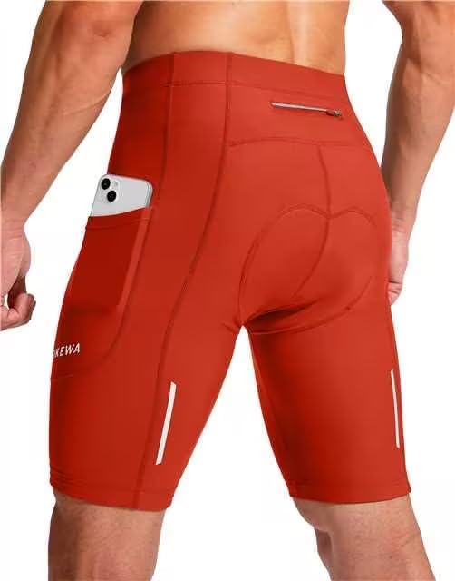 Bikewa Men's Bike Shorts 3D Padded Cycling Road Biking Mountain Riding Biker Bicycle UPF 50+ Cycle Shorts Zipper Pockets