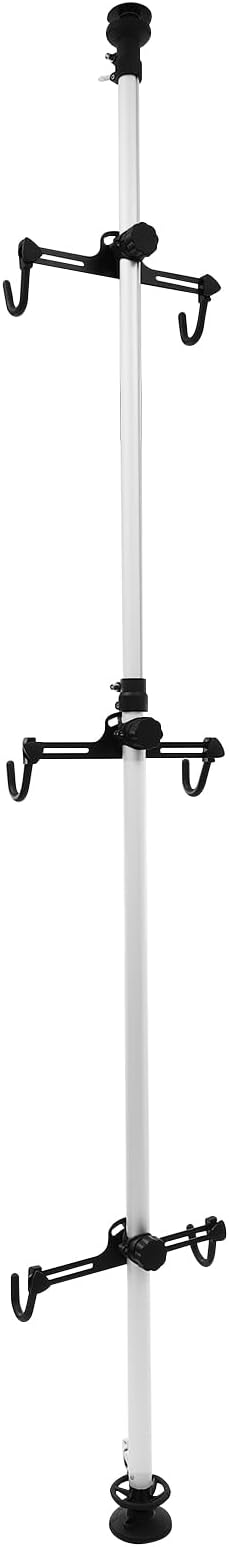 3 Bike Storage Rack, Floor to Ceiling Bike Vertical Freestanding Hanger Parking Rack, 360° Adjustable Hook Indoor Bike Storage Pole Stand, Space Saving Bike Organizer for Garages, Repair Stores