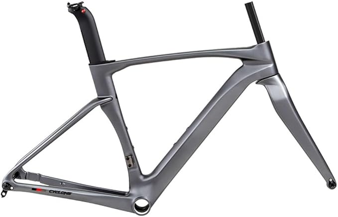 700C Road Bike Frameset 43.5/46/48/50/52/54/56CM Cyclocross Race Bike Frame Carbon Fiber Bike Frames Disc Brake Thru Axle F12×100mm R12×142mm(Dark Gray,52CM)