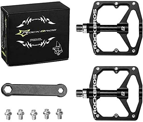 Rock BROS Mountain Bike Pedals Flat Bicycle Pedals 9/16 Lightweight Road Bike Pedals Carbon Fiber Sealed Bearing Flat Pedals for MTB