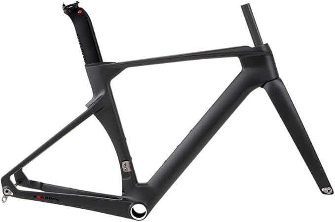 700C Carbon Fiber Bikes Frame 43.5/46/48/50/52/54/56CM Road Bike Frameset Wind Breaker Racing Frame Thru Axle F12×100mm R12×142mm Disc Brake Frames(Black,43.5CM)