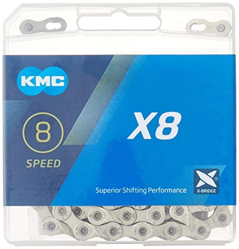 KMC X8 8-Speed Silver X-Series Bicycle Chain Compatible with Shimano, SRAM, Campagnolo and All Major Systems