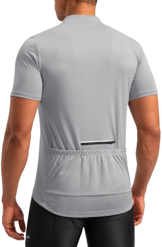 Bikewa Men's Cycling Jersey Moisture Wicking Short Sleeve UPF Half Zip Bike Road Riding Biking Shirts for Men Zipper Pockets
