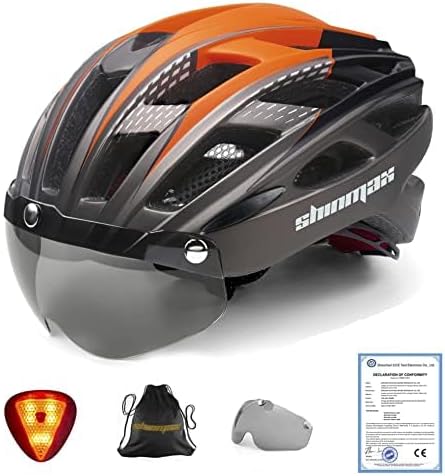 Shinmax Bike Helmet, CPSC/CPC Bike Helmet for Adult Men Women with Magnetic Goggles&Led Back Light Cycling Helmet Adjustable SM-T69