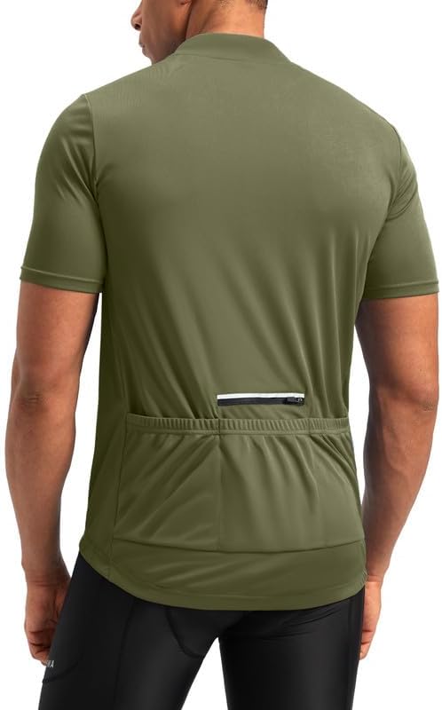 Bikewa Men's Cycling Jersey Moisture Wicking Short Sleeve UPF Half Zip Bike Road Riding Biking Shirts for Men Zipper Pockets