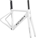 700C Road Bike Frameset 45CM 48CM 51CM Aluminum Alloy Disc Brake Frame Wind Breaker Frame Carbon Fiber Fork BSA BB68 Thru Axle 12 * 100mm 12 * 142mm(White,51cm)