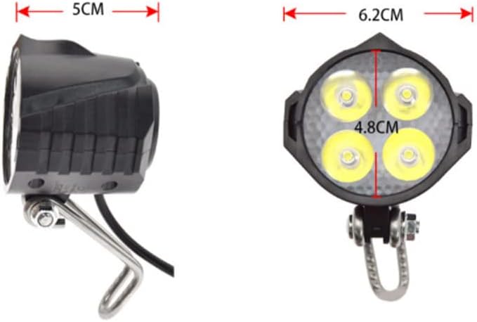 TEQIN Ebike Headlight and Tail Light Sets, 24V - 48V Front Rear Warning Lights Kit, LED Night Spotlight Cycling Modification Parts, E-Bike Headlight Turn Signal Rear Light with Switch 24-48V