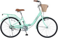 24 Inch/26 Inch Single Speed Folding Lady Bike, Durable Steel Frame,Compact Design for Easy Storage and Commuting