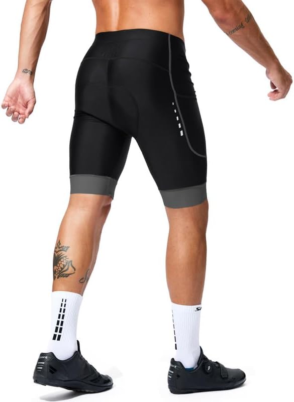 Bikewa Padded Bike Shorts for Men 4D Cycling Road Riding Biking Padding Bicycle Shorts with Phone Pockets