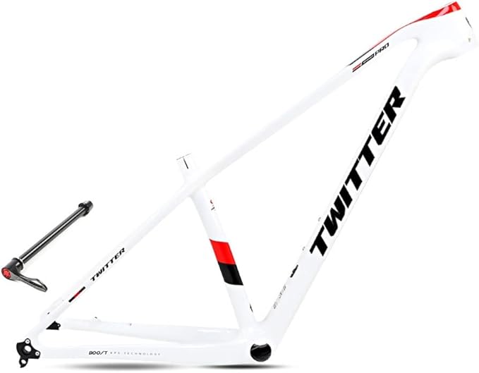 Carbon Hardtail Mountain Bike Frame 27.5er 29er Disc Brake Bike Frame 15''/17''/19'' XC Internal Routing Frame Thru Axle 12 * 148mm Boost(White,17'')