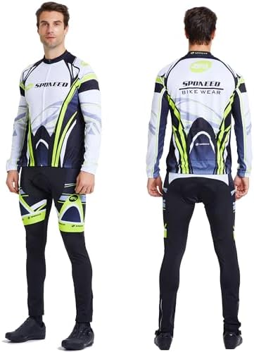 sponeed Cycling Clothes for Men Long Sleeve Mountain Bike Road Bicycle Shirt Jerseys Padded Pants Biking Outfits