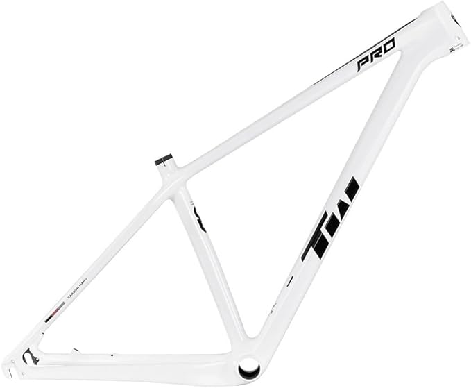 27.5er 29er XC Hardtail Mountain Bike Frame 15/17/19in Carbon Fibre Disc Brake Frame 135mm Quick Release Cyclocross Bike Frame BB92*41mm(White,27.5 * 15")
