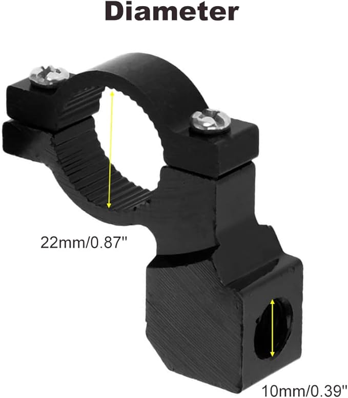 Mtsooning Motorcycle 10mm/ 7/8" Mirror Mount Clamp, 2PCS Handlebar Rearview Mirror Adapter, Black Aluminum Universal Bike mirror Holder