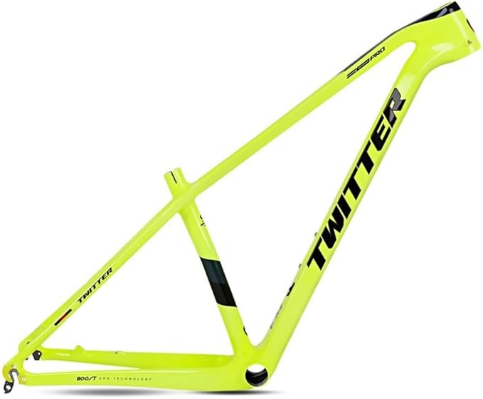 Carbon Mountain Bike Frame 27.5er 29er Hardtail Bike Frame 15''/17''/19'' Lightweighting Disc Brake Frame QR 135MM Internal Routing(Yellow,19'')
