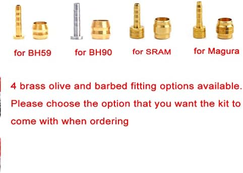Hydraulic Disc Brake Service Kit Including Sleeve nuts, Rubber Covers, Brass Olives and Barbed Fittings Compatible with Shimano BH59 / BH90, AVID SRAM, Magura Hose, Pack of 4 sets (for AVID SRAM)