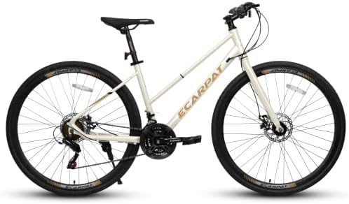 A28250 700C Road Hybrid Bike for Adult, 21-Speed Road Bike Road Bicycle Carbon Steel Frame/Dual-Disc Brakes/Multiple Colors