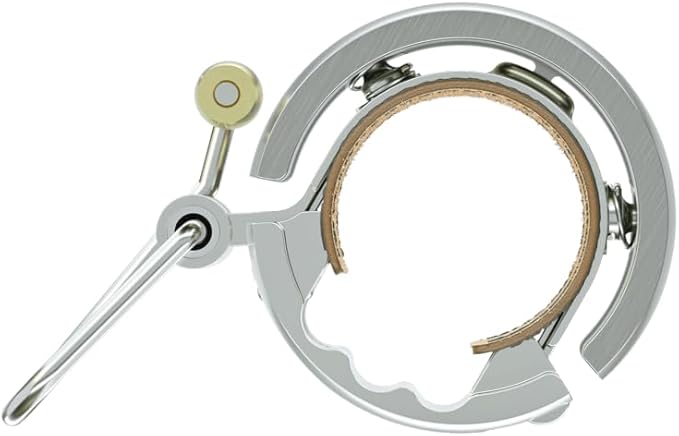 Knog Oi Luxe Bike Bell – Sleek Low Profile Bicycle Bell for Adults, Durable Metal & Vegan Leather, Clear Tone, Easy Install for Flat Bars & Drop Bars (Small 22.2mm / Large 23.8–31.8mm)