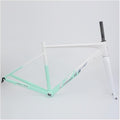 44CM 47CM 50CM 52CM Road Bike Frameset 700C Aluminum Alloy Quick Release Frame 100/130mm C Brake BSA BB68 Carbon Fiber Tapered Fork(Green White,47cm)