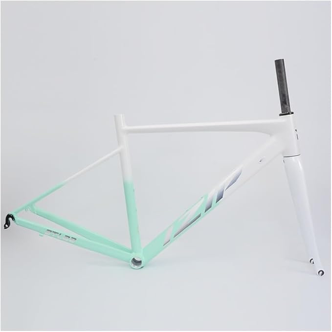 44CM 47CM 50CM 52CM Road Bike Frameset 700C Aluminum Alloy Quick Release Frame 100/130mm C Brake BSA BB68 Carbon Fiber Tapered Fork(Green White,44cm)