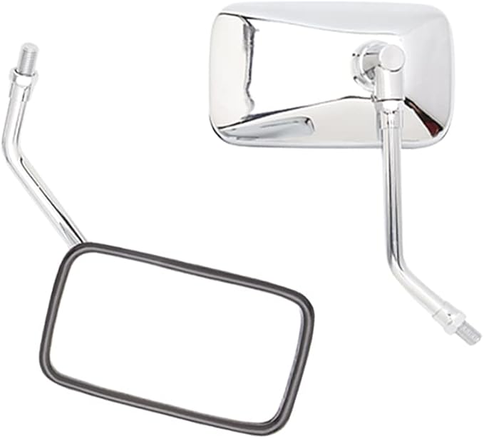 DREAMIZER Chrome 10MM Motorcycle Mirror with 8mm Adapter Compatible with Honda Rebel Shadow Spirit Aero Arrow 600 750 1100 VTX1800 Magna V Star Vulcan Intruder 800 - Rectangle