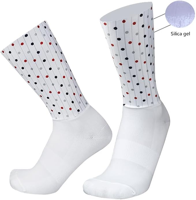Cycling Socks Seamless Non-Slip Polka Dot Print Men'S Cycling Women'S Road Outdoor Running Sports Socks 1 Pair