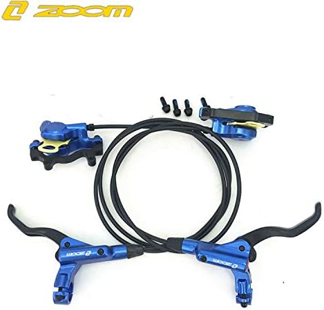 Zoom Hydraulic Disc Brakes Mountain Bike Sets MTB Front & Rear Set with Floating Disc Rotor 160mm & Color Bolts (Blue)