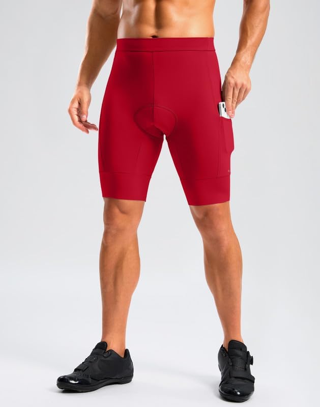 Bikewa Men's Bike Shorts 4D Padded Cycling Shorts for Men Road Riding Biking Bicycle Zipper Pockets