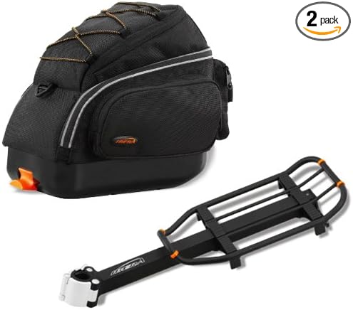 Ibera PakRak Quick-Release Mini Commuter Bike Trunk Bag and Seat-Post Bicycle Carrier Rack Combo