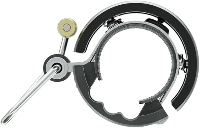 Knog Oi Luxe Bike Bell – Sleek Low Profile Bicycle Bell for Adults, Durable Metal & Vegan Leather, Clear Tone, Easy Install for Flat Bars & Drop Bars (Small 22.2mm / Large 23.8–31.8mm)