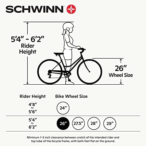 Schwinn Regioneer Adult Hybrid Comfort Bike, 26-Inch Wheels, 7-Speed, Steel Frame, Alloy Linear Brakes, Multiple Colors