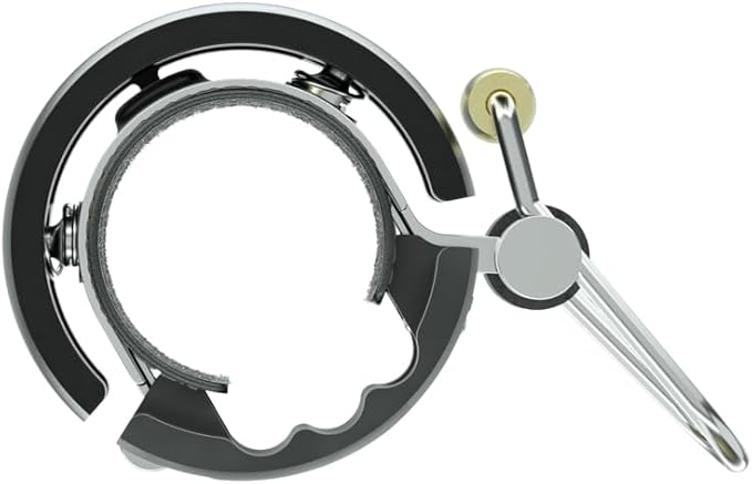 Knog Oi Luxe Bike Bell – Sleek Low Profile Bicycle Bell for Adults, Durable Metal & Vegan Leather, Clear Tone, Easy Install for Flat Bars & Drop Bars (Small 22.2mm / Large 23.8–31.8mm)