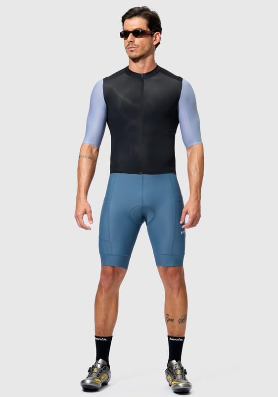 Bikewa Padded Bike Shorts for Men 4D Cycling Road Riding Biking Padding Bicycle Shorts with Phone Pockets