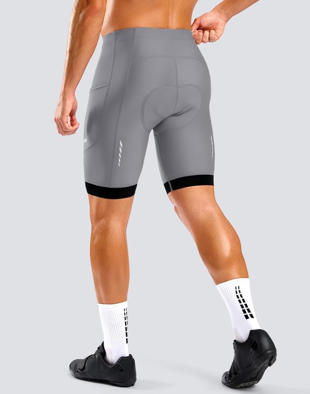 Bikewa Men's Cycling Shorts 7" 4D Padded Bike Shorts for Men Road Biking Bicycle Riding Cycle Biker Phone Pockets