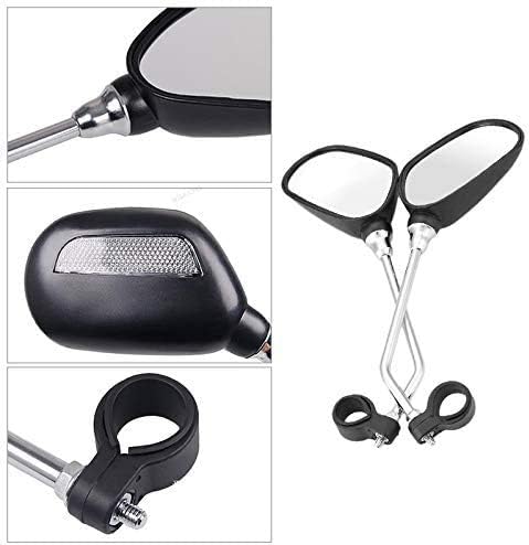 Bike Handlebar Rearview Mirror 2 Pack - Rotatable and Adjustable Wide Angle HD Safe Glass Rear View Shockproof Side Flat Mirror Universal For Bike Bicycle E-bike (BM046)