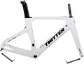 Carbon Road Bike Frameset 46/48/50/52/54/56cm 700c Wind Breaking Racing Frame Internal Routing Disc Brake Frame Set Thru Axle 100mm/142mm(White,46CM)