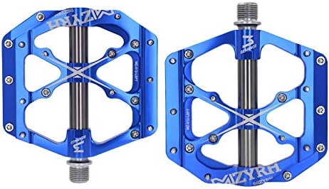 MZYRH 3 Bearings Mountain Bike Platform Pedals - Flat Alloy 9/16" Non-Slip Bicycle Pedals