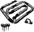 AKM Motorcycle Lock 10ft/300cmx10mm Thick Anti-Theft Heavy Duty Chain Locks with 4 Keys Security 16mm U Lock Disc Lock,Super Long Durable Bike Chain Lock for Motorcycles,Containers,Trailers