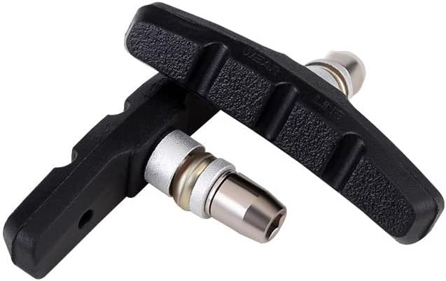 2 Pairs Bike Brake Pad Set - Professional Mountain and Road Bicycle 70mm V-Brake Pads - Bike Brake Blocks Kit with Hex Nut and Shims - No Noise No Skid - Black