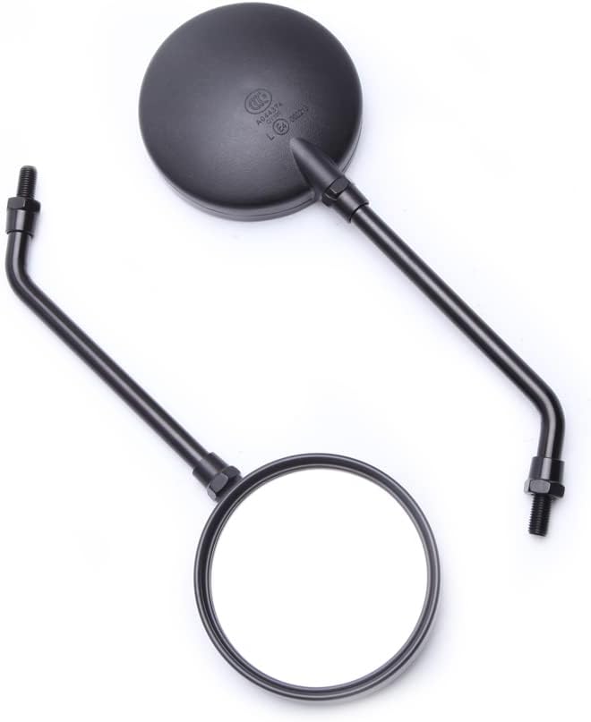 DREAMIZER 10MM Black Round Motorcylcle Mirror with 7/8" 22mm Clamp Mount Compatible with Honda Monkey CB 400 750 Suzuki Z1000 Z900 GT750 Yamaha XT25 XVS VRZ 1800 - Round