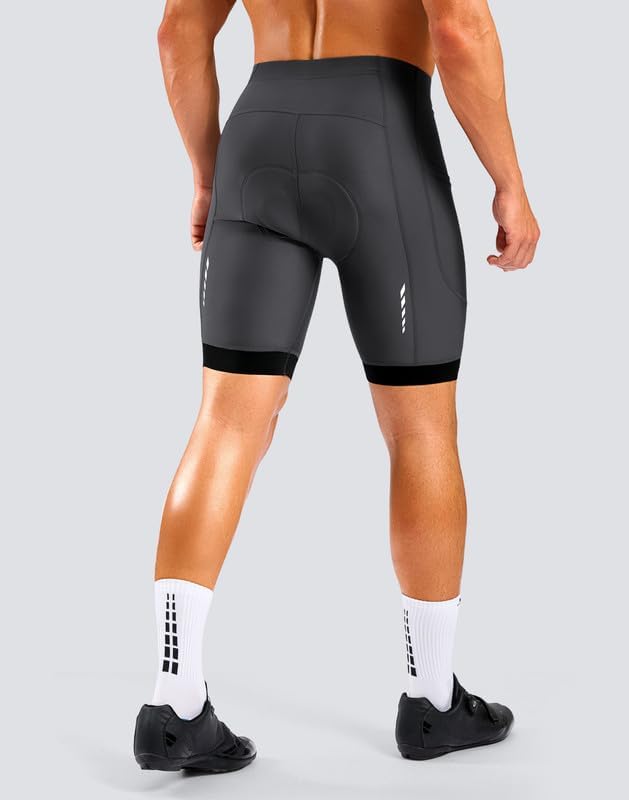 Bikewa Men's Cycling Shorts 7" 4D Padded Bike Shorts for Men Road Biking Bicycle Riding Cycle Biker Phone Pockets