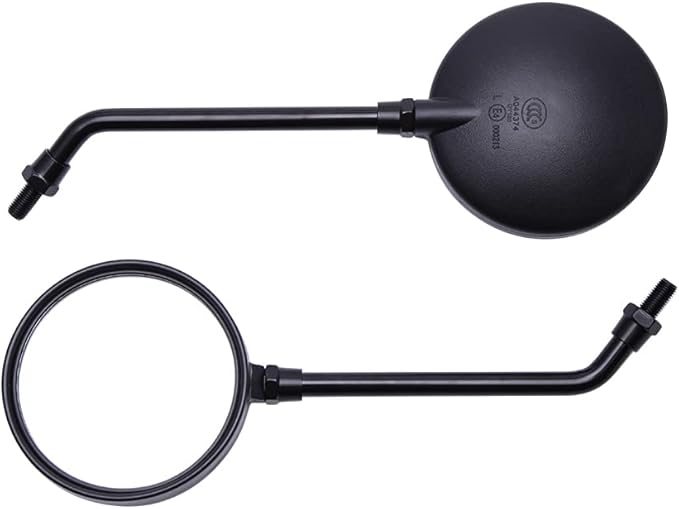 DREAMIZER 10MM Black Round Motorcylcle Mirror with 7/8" 22mm Clamp Mount Compatible with Honda Monkey CB 400 750 Suzuki Z1000 Z900 GT750 Yamaha XT25 XVS VRZ 1800 - Round
