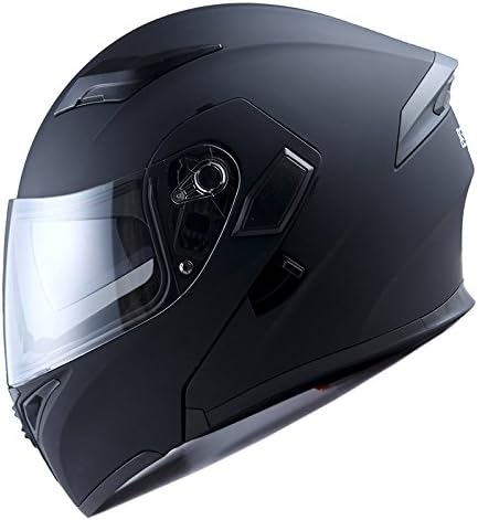 1Storm Motorcycle Modular Full Face Helmet Bike Flip up Dual Visor Sun Shield: HB89 Matt Black